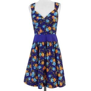 EUC Anthropologie Plenty Tracy Reese Silk Blend Fit Flare Blue Floral Dress 6